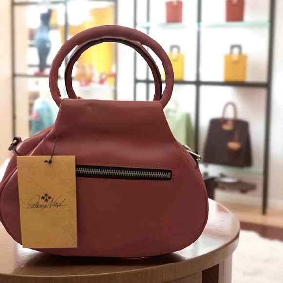 PATRICIA NASH LEATHER NEW  IN MILBURN CROSSBODY-SATCHEL IN OLD ROSE - Picture 1 of 12